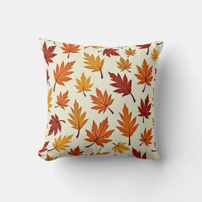 Autumn Leaves Pattern – Cozy Fall Foliage Design Kussen (Voorkant)
