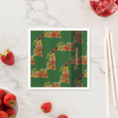 Autumn Leaves Pattern Green Napkins Servetten (Insitu)
