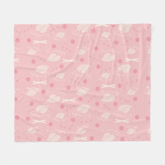 Autumn Leaves Pattern Pink Vanilla Fleece Deken (Voorkant (Horizontaal))