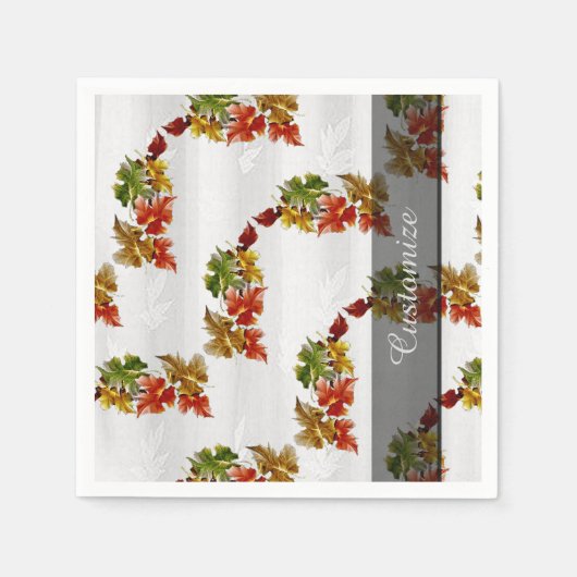 Autumn Leaves Pattern White Napkins Servet (Voorkant)