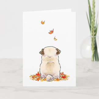 Autumn Leaves Pug-kaart Kaart