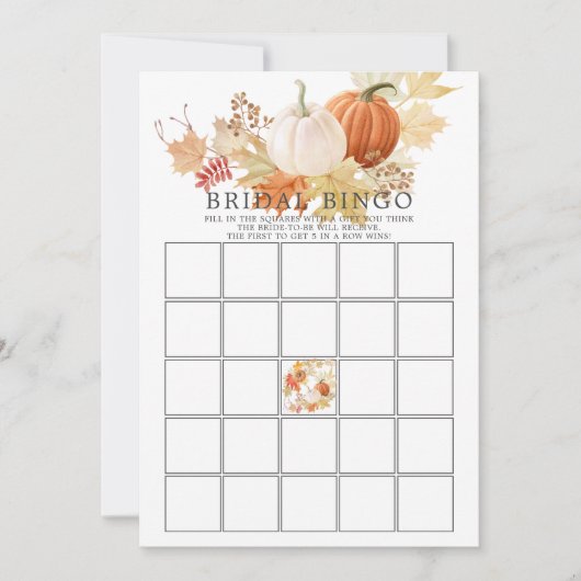 Autumn Leaves Pumpkin BINGO Vrijgezellenfeest Game Kaart (Voorkant)