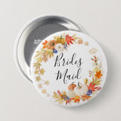 Autumn Leaves Pumpkin Bridesmaid Ronde Button 7,6 Cm (Voorkant /achterkant)