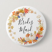 Autumn Leaves Pumpkin Bridesmaid Ronde Button 7,6 Cm (Voorkant)