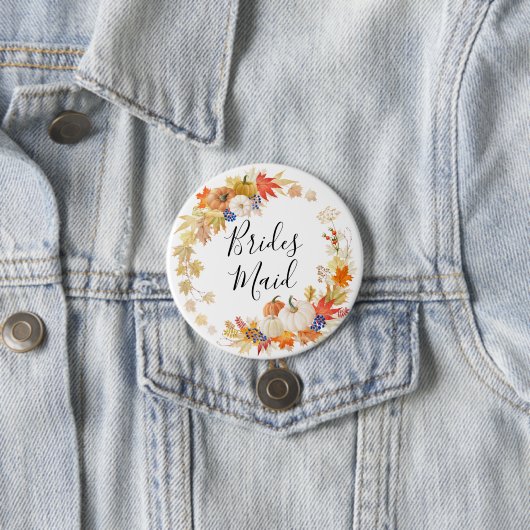 Autumn Leaves Pumpkin Bridesmaid Ronde Button 7,6 Cm (In situ)