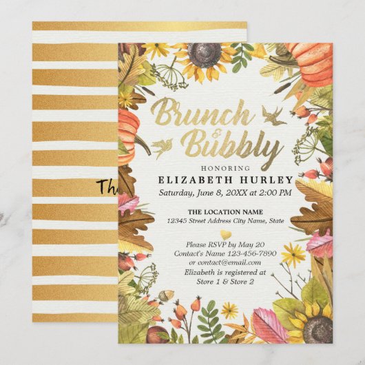 Autumn Leaves Pumpkin Brunch Bubble Vrijgezellenfe Kaart (Voorkant / Achterkant)