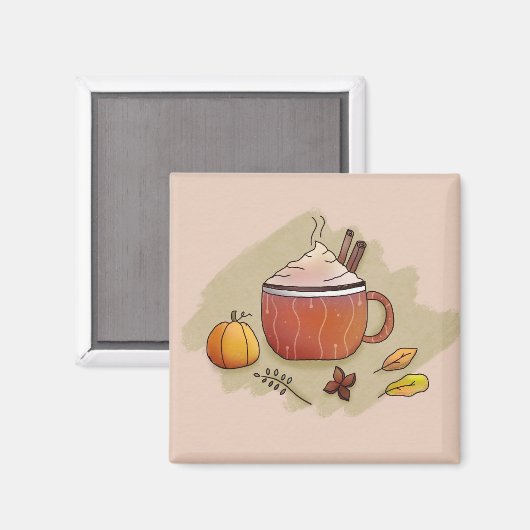 Autumn Leaves & Pumpkin Coffee Magneet (Voorkant / Achterkant)