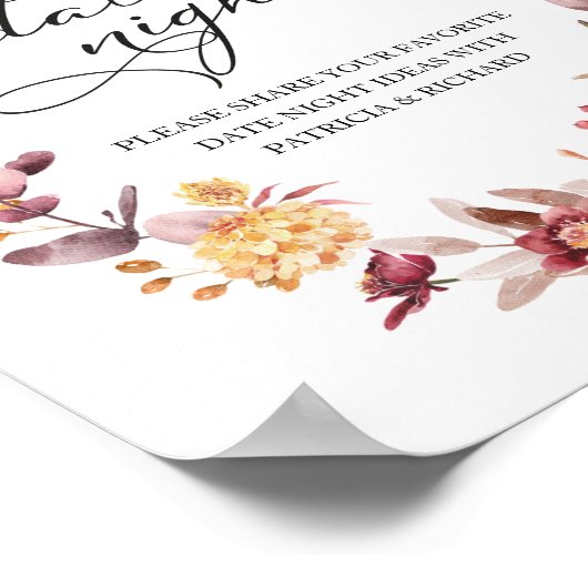 Autumn Leaves Pumpkin Herfst Date Night Jar Sign Poster (Hoek)