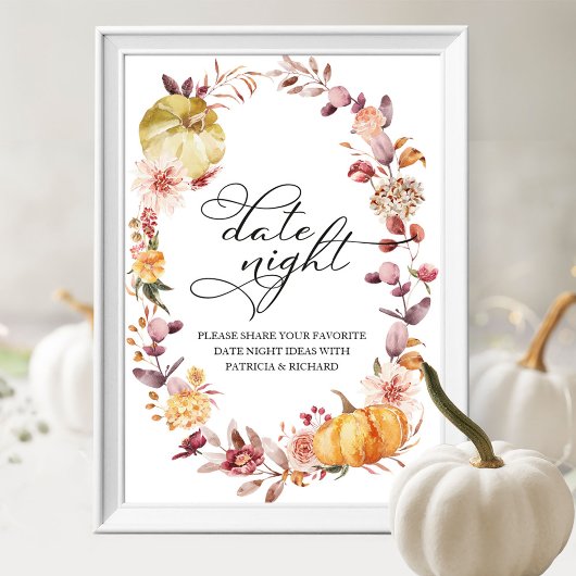 Autumn Leaves Pumpkin Herfst Date Night Jar Sign Poster