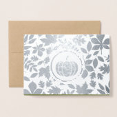 Autumn Leaves & Pumpkin Luxury Thanksgiving Real Folie Kaarten (Voorkant met envelop)