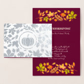 Autumn Leaves & Pumpkin Luxury Thanksgiving Real Folie Kaarten (Display)