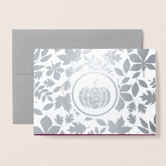 Autumn Leaves & Pumpkin Luxury Thanksgiving Real Folie Kaarten (Voorkant met envelop)