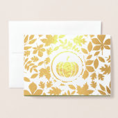 Autumn Leaves & Pumpkin Luxury Thanksgiving Real Folie Kaarten (Voorkant met envelop)