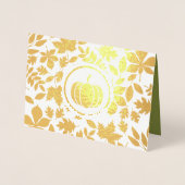 Autumn Leaves & Pumpkin Luxury Thanksgiving Real Folie Kaarten (Voorkant)