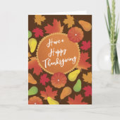 Autumn Leaves Pumpkin Pie Thanksgiving Holiday Kaart (Voorkant)