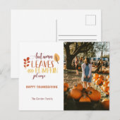 Autumn Leaves Pumpkin Please Photo Thanksgiving Feestdagenkaart (Voorkant / Achterkant)
