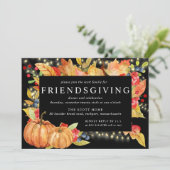 Autumn Leaves Pumpkin String Lights Friendsgiving Kaart (Staand voorkant)