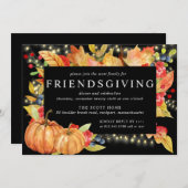 Autumn Leaves Pumpkin String Lights Friendsgiving Kaart (Voorkant / Achterkant)