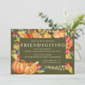 Autumn Leaves Pumpkin String Lights Friendsgiving Kaart (Staand voorkant)