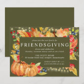 Autumn Leaves Pumpkin String Lights Friendsgiving Kaart (Voorkant / Achterkant)