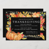 Autumn Leaves Pumpkin String Lights Thanksgiving Kaart (Voorkant / Achterkant)