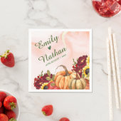 Autumn Leaves Pumpkin Sunflower Fall Wedparty Servet (Insitu)