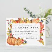 Autumn Leaves Pumpkin Thanksgiving Dinner Invitati Kaart (Staand voorkant)