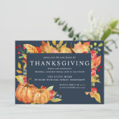 Autumn Leaves Pumpkin Thanksgiving Dinner Invitati Kaart (Staand voorkant)