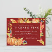 Autumn Leaves Pumpkin Thanksgiving Dinner Invitati Kaart (Staand voorkant)