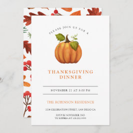 Autumn Leaves Pumpkin Thanksgiving Dinner Kaart