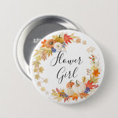 Autumn Leaves Pumpkins Bloemenmeisje Ronde Button 7,6 Cm (Voorkant /achterkant)