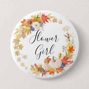 Autumn Leaves Pumpkins Bloemenmeisje Ronde Button 7,6 Cm