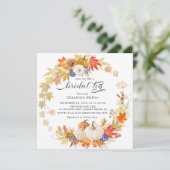 Autumn Leaves Pumpkins Bridal Tea Kaart (Staand voorkant)