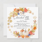 Autumn Leaves Pumpkins Bridal Tea Kaart (Voorkant)