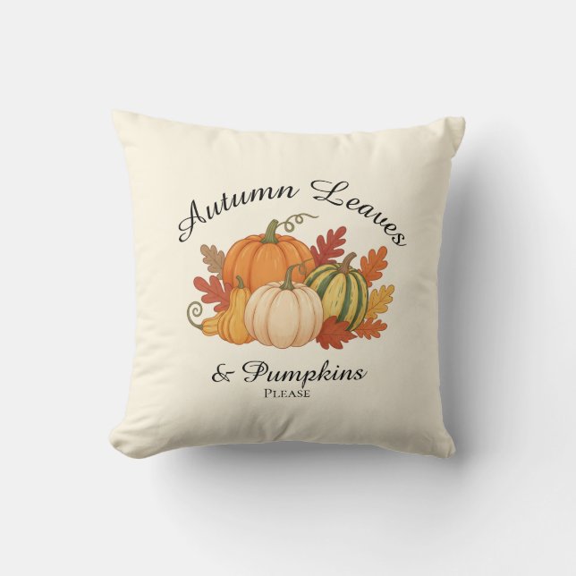 Autumn Leaves & Pumpkins - Gezellige Oogst Herfst  Kussen (Voorkant)