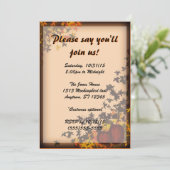 Autumn Leaves Pumpkins Halloween Invitation Kaart (Staand voorkant)