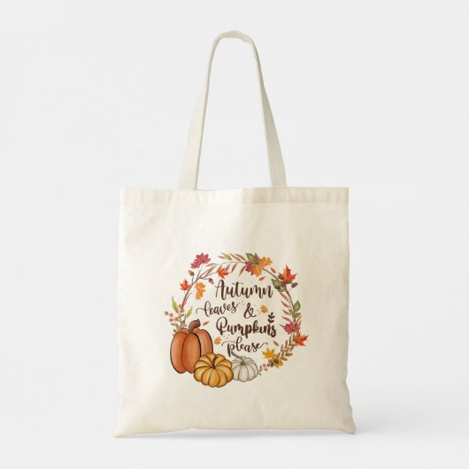 Autumn Leaves Pumpkins Herfst Oranje Groen Geel Tote Bag (Achterkant)