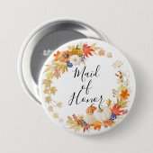 Autumn Leaves Pumpkins Maid of Honor Ronde Button 7,6 Cm (Voorkant /achterkant)