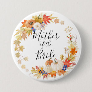 Autumn Leaves Pumpkins Moeder van de Bride Ronde Button 7,6 Cm