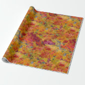Autumn Leaves Red Gold Oranje Botanische Waterverf Cadeaupapier (Uitgerold)