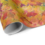 Autumn Leaves Red Gold Oranje Botanische Waterverf Cadeaupapier (Rol Hoek)