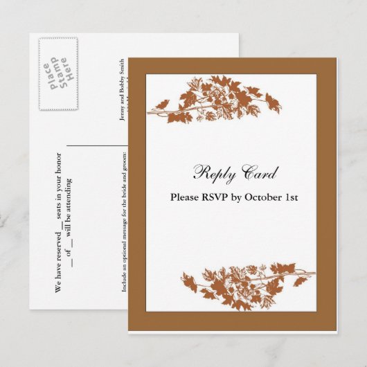 Autumn Leaves Reply Kaart (Voorkant / Achterkant)