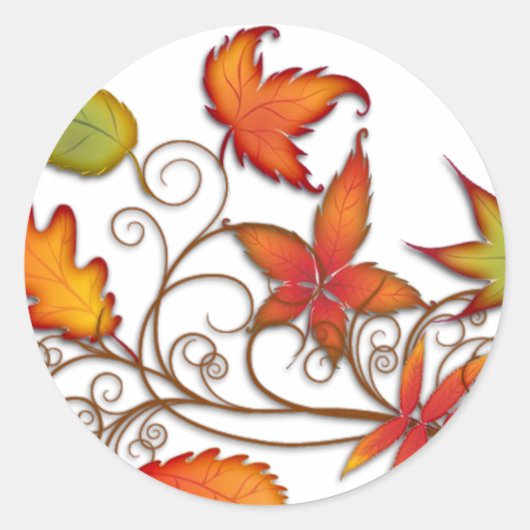 Autumn Leaves Ronde Sticker (Voorkant)