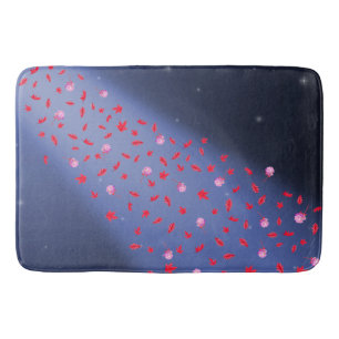 Autumn Leaves & Rozen Blue & Red Bath Mat