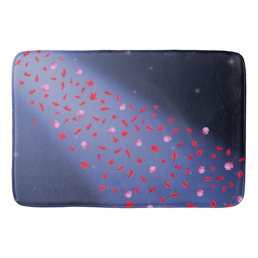 Autumn Leaves & Rozen Blue & Red Bath Mat (Voorkant)