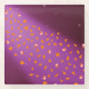 Autumn Leaves Rozen Night Sky Glass Onderzetter Glazen Onderzetter