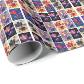 Autumn Leaves Rustic Patchwork Quilt Collage Cadeaupapier (Rol Hoek)