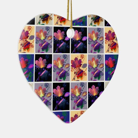 Autumn Leaves Rustic Patchwork Quilt Collage Keramisch Ornament (Rechts)