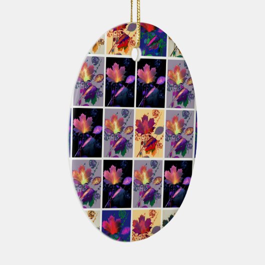 Autumn Leaves Rustic Patchwork Quilt Collage Keramisch Ornament (Rechts)