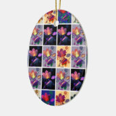 Autumn Leaves Rustic Patchwork Quilt Collage Keramisch Ornament (Links)